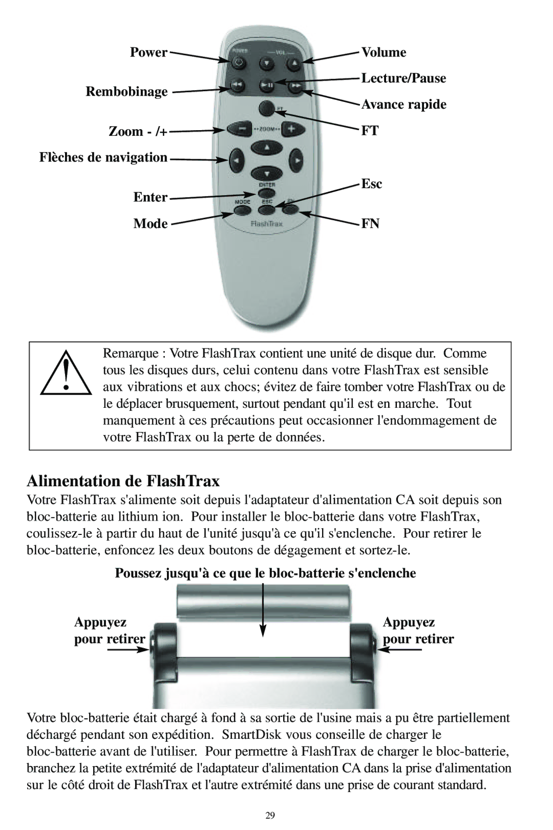 SmartDisk MP3 manual Alimentation de FlashTrax 