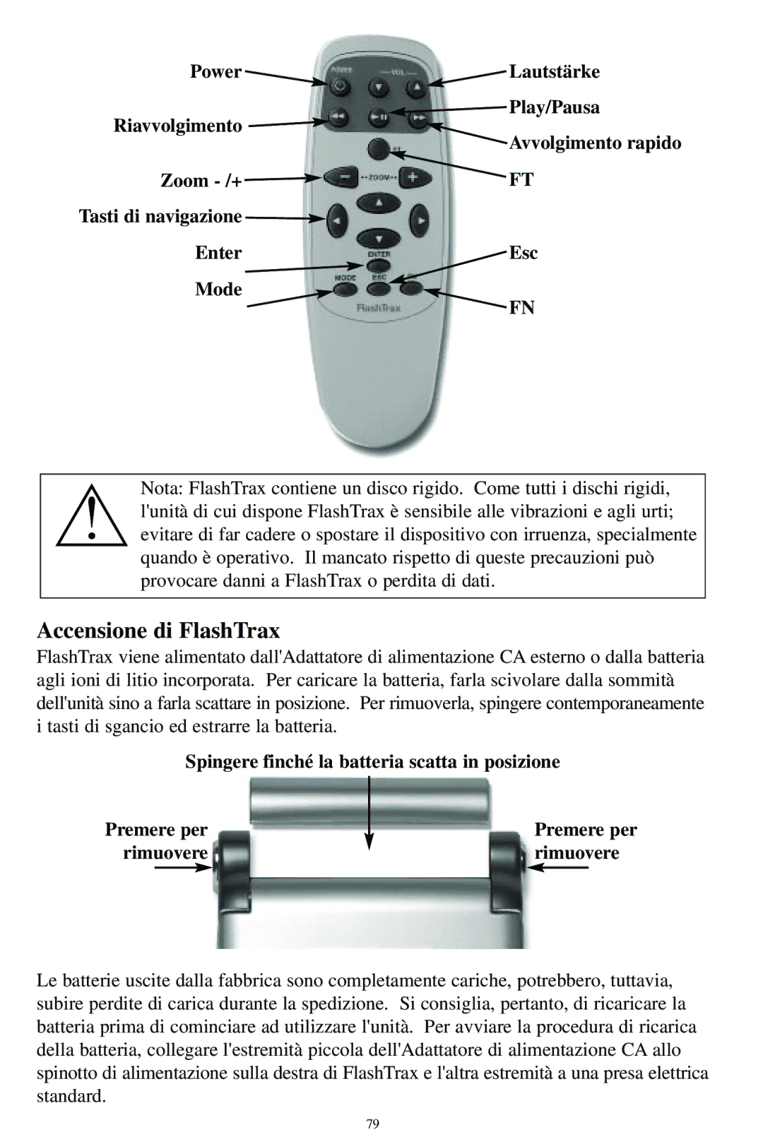 SmartDisk MP3 manual Accensione di FlashTrax 