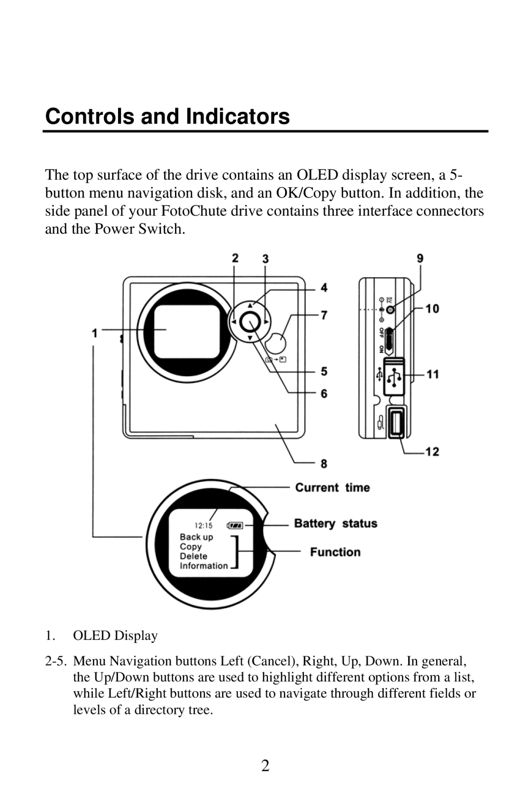 SmartDisk Portable Hard Drive manual Controls and Indicators 