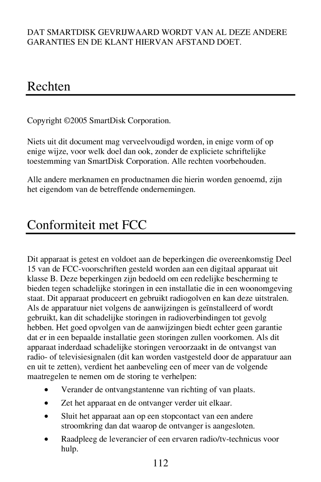 SmartDisk Portable Hard Drive manual Rechten, Conformiteit met FCC 