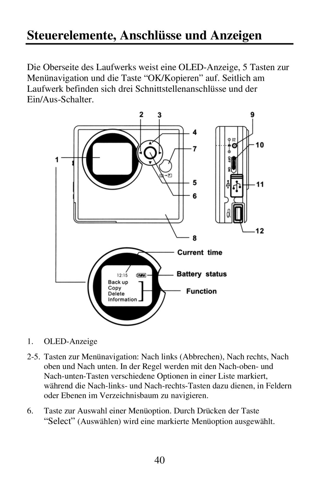 SmartDisk Portable Hard Drive manual Steuerelemente, Anschlüsse und Anzeigen 