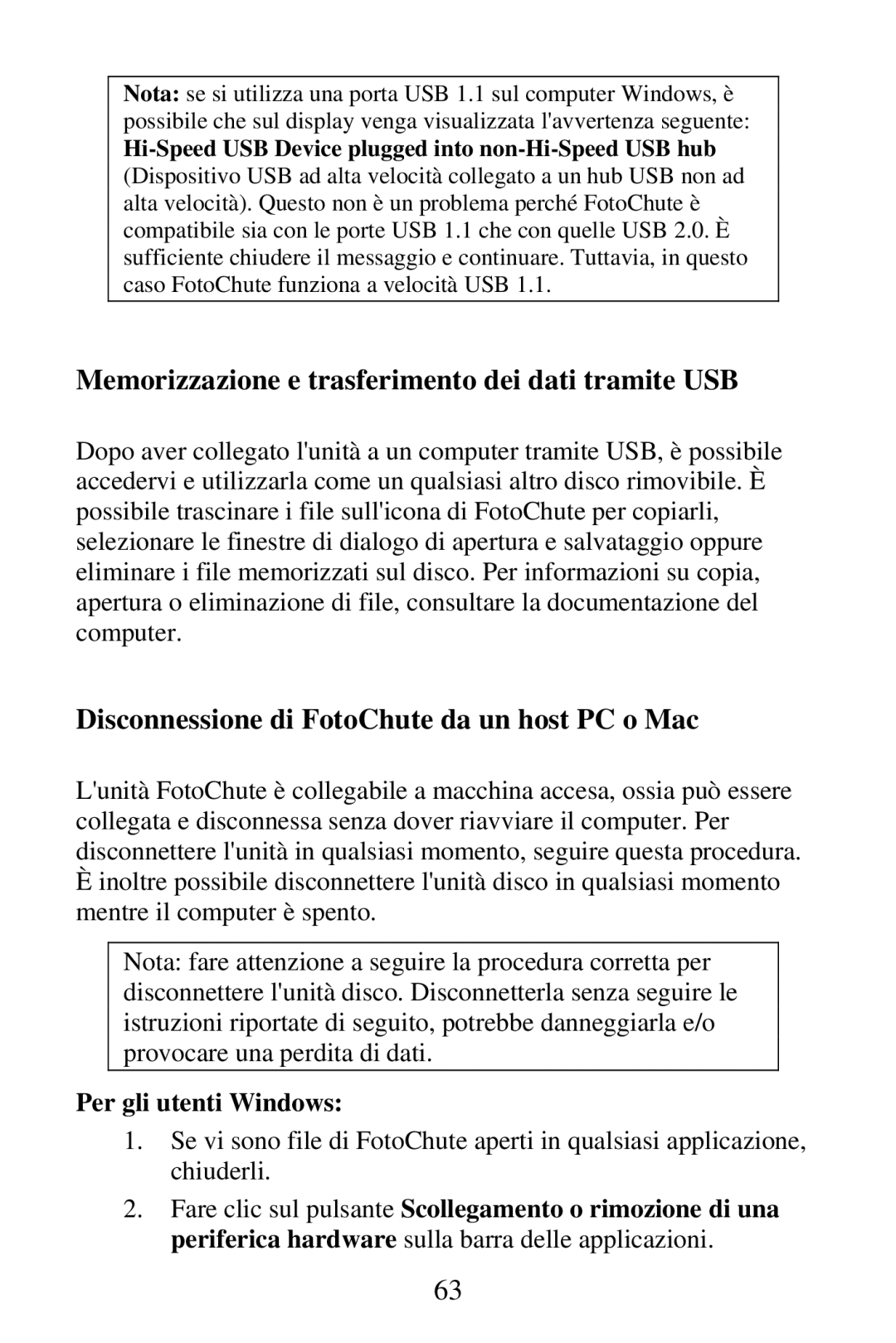 SmartDisk Portable Hard Drive manual Memorizzazione e trasferimento dei dati tramite USB, Per gli utenti Windows 