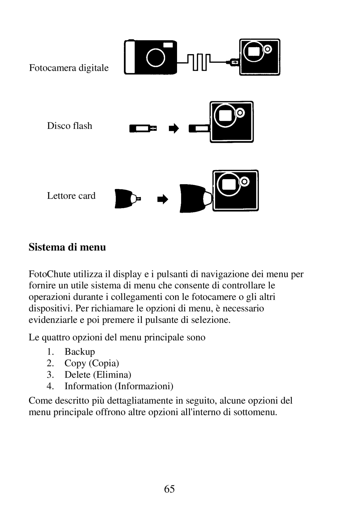 SmartDisk Portable Hard Drive manual Sistema di menu 