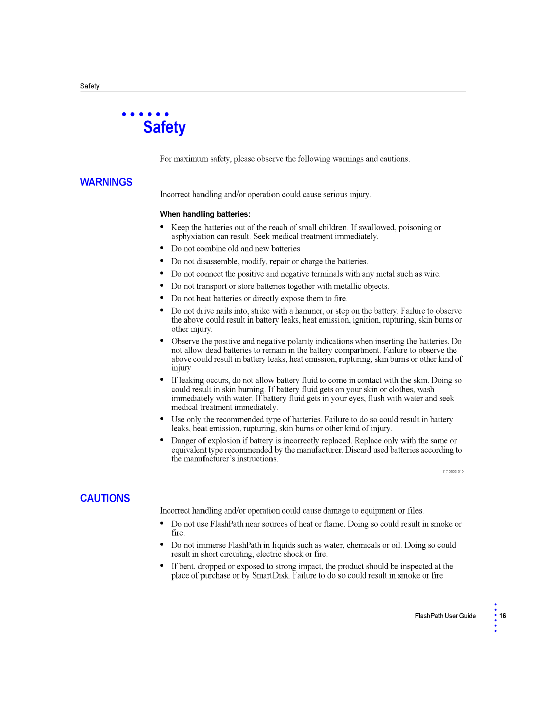 SmartDisk Secure Digital Memory Card manual Safety 