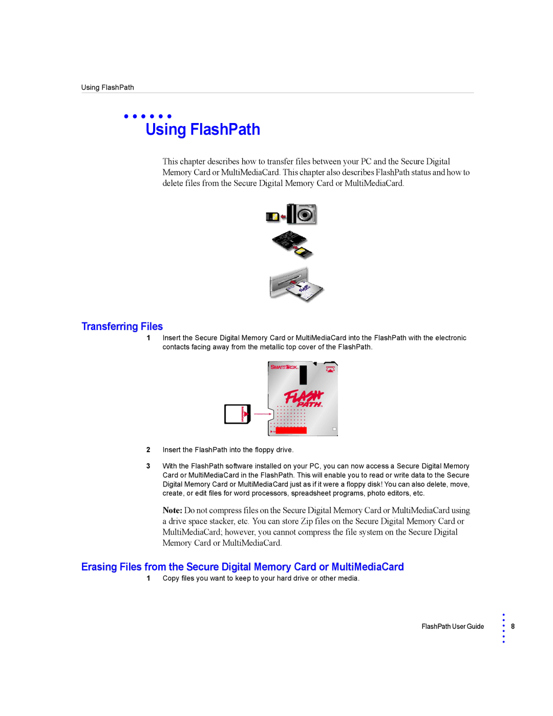 SmartDisk Secure Digital Memory Card manual Using FlashPath, Transferring Files 