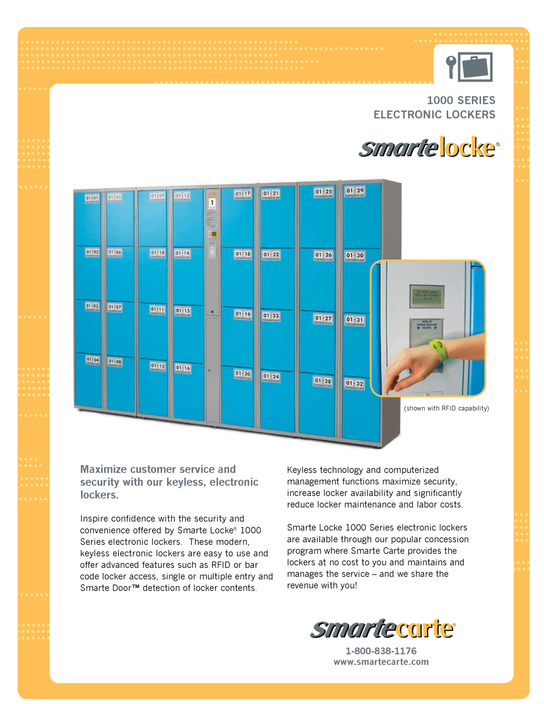 Smartek 1000 manual Series Electronic Lockers, shown with RFID capability 