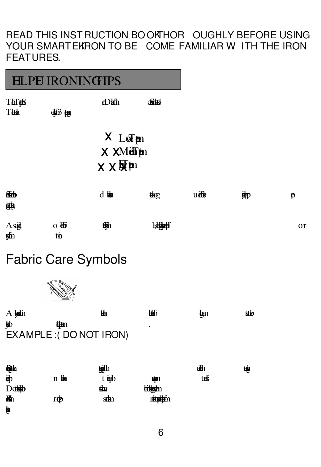 Smartek ST-2000 manual Helpful Ironing Tips, Low Temperature 