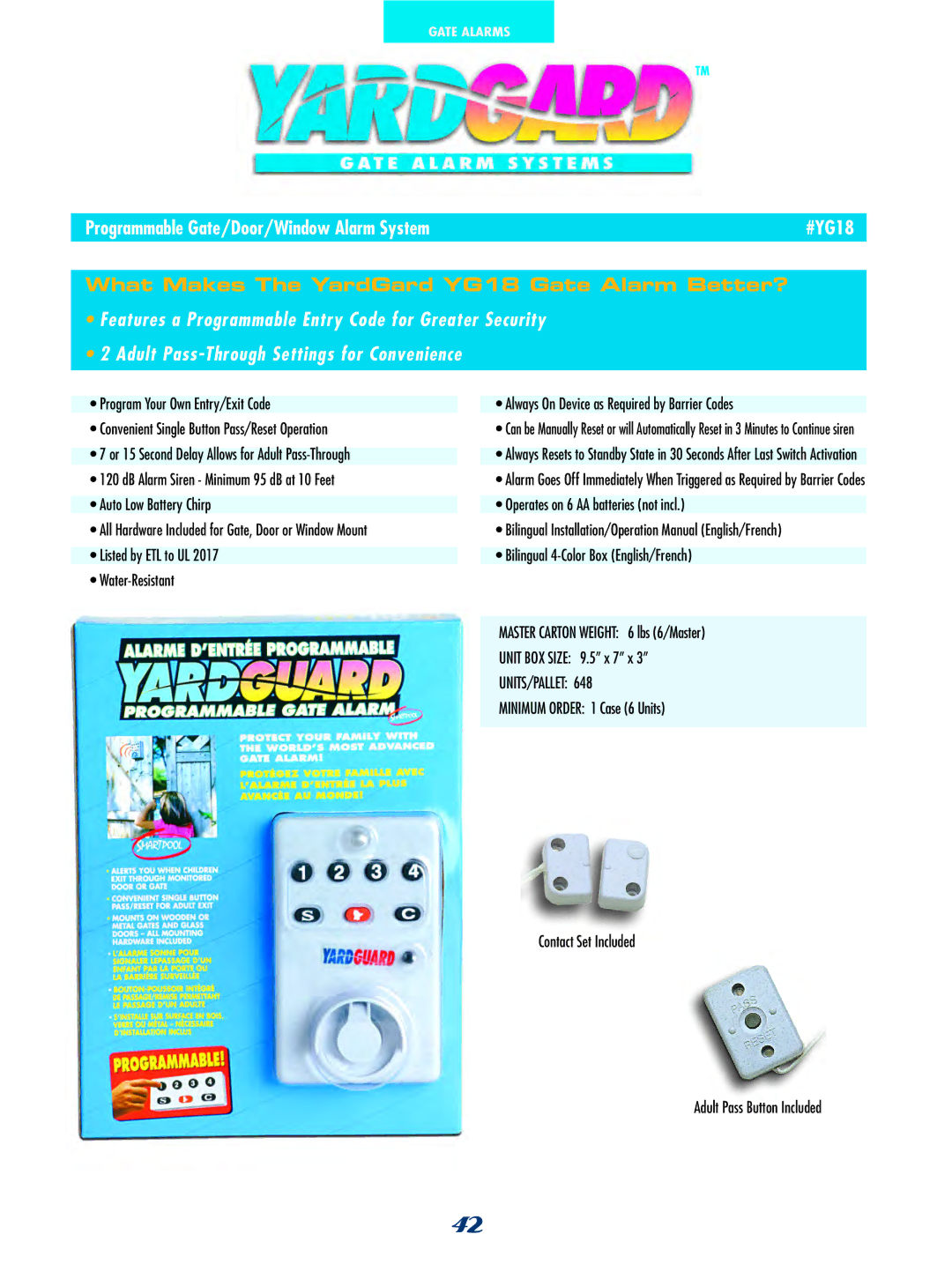 SmartPool Inc NC31 manual Programmable Gate/Door/Window Alarm System #YG18, Nie nce 