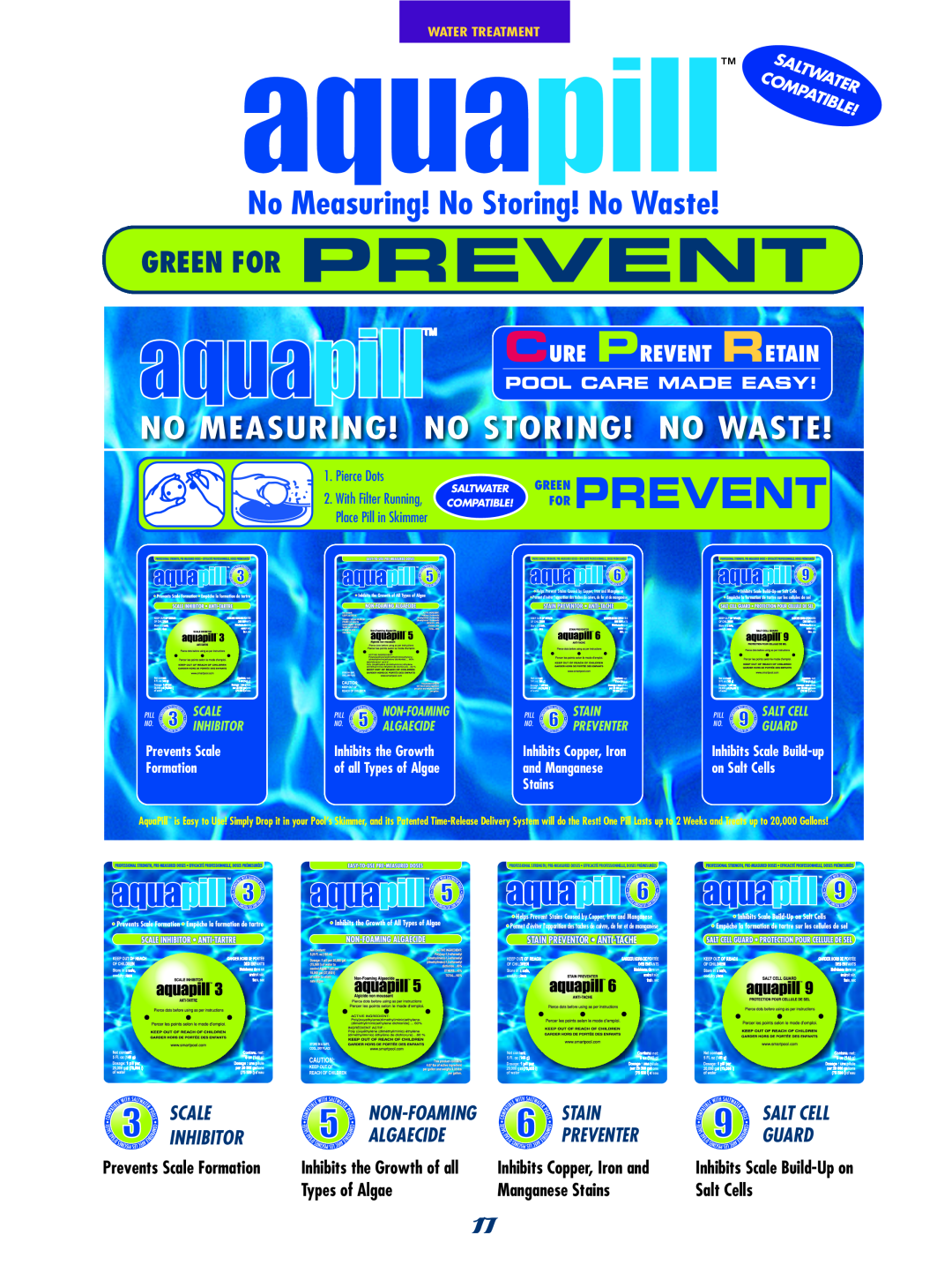 SmartPool Inc NC31 manual Green For Prevent, Ltwa, Scale Inhibitor, Algaecide, Preventer, Guard, Cure Prevent Retain, Stain 