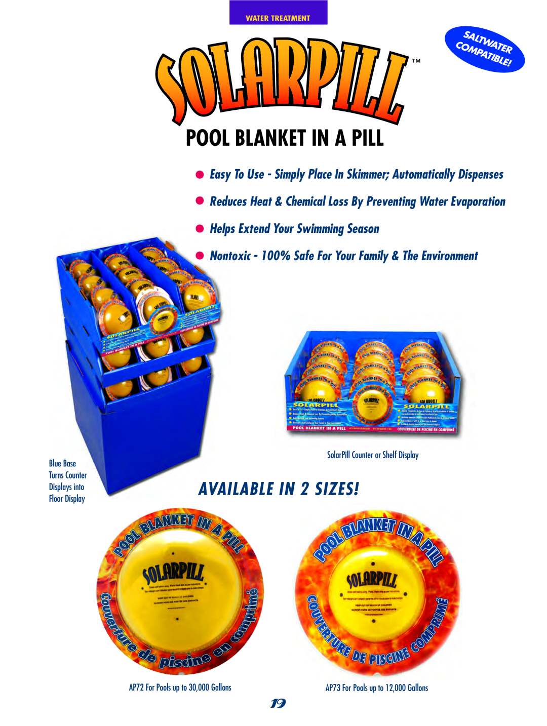 SmartPool Inc NC31 manual Pool Blanket In A Pill, AVAILABLE IN 2 SIZES, Helps Extend Your Swimming Season, Water Treatment 