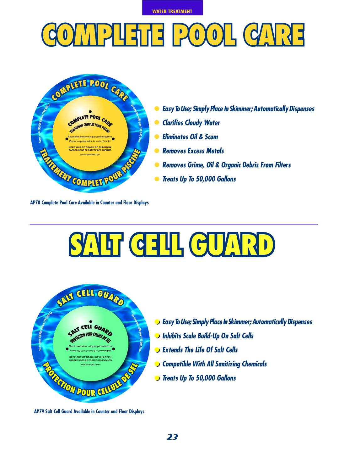 SmartPool Inc NC31 Clarifies Cloudy Water Eliminates Oil & Scum, •Removes Excess Metals, •Treats Up To 50,000 Gallons 