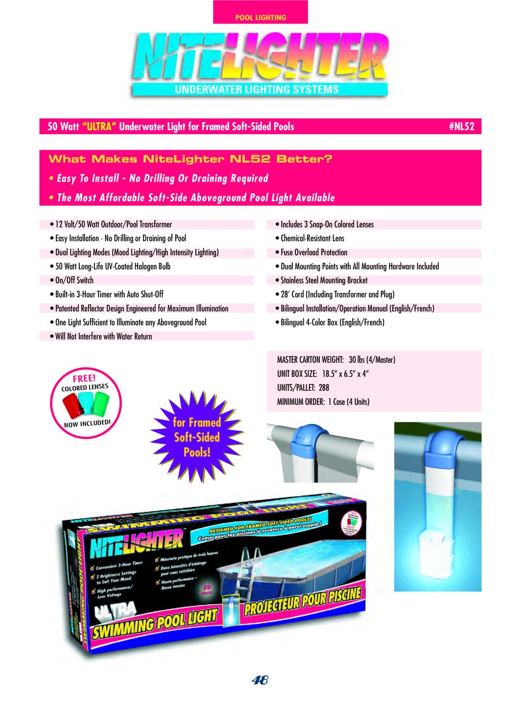 SmartPool Inc NC31 manual #NL52, What Makes NiteLighter NL52 Better? 
