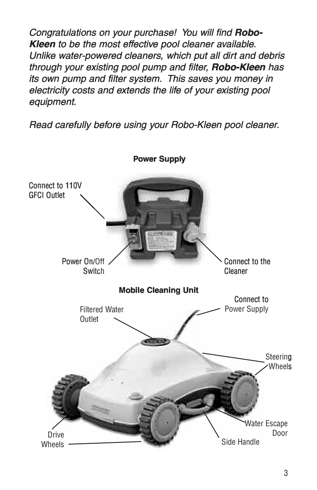 SmartPool Inc Robo-Kleen warranty Power Supply, Mobile Cleaning Unit 