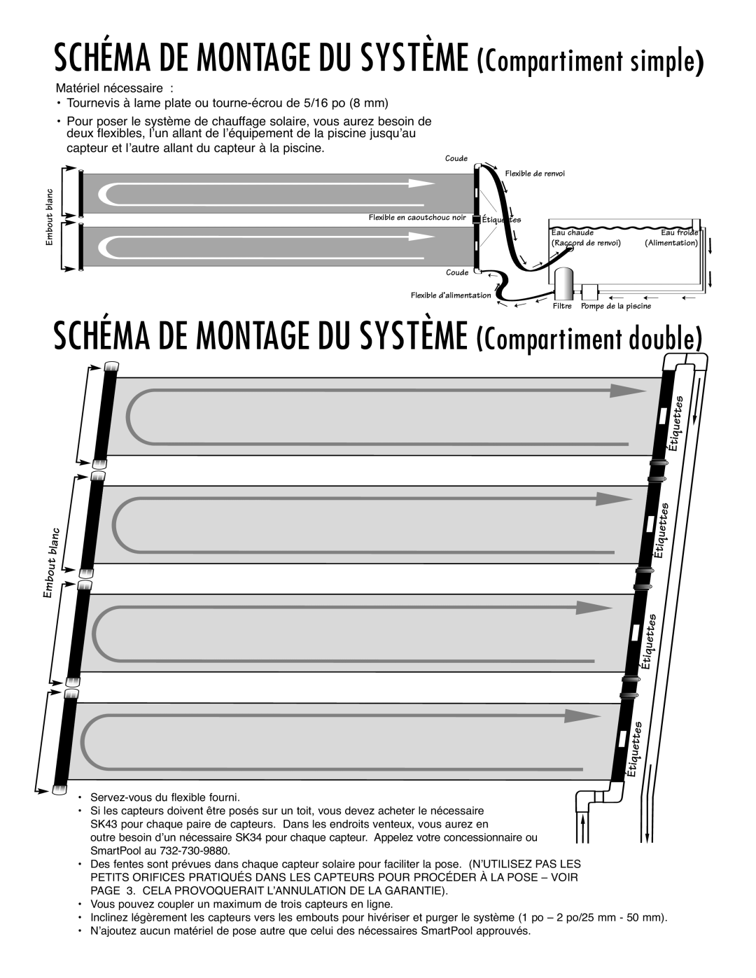 SmartPool Inc S421 operation manual Schéma DE Montage DU Système Compartiment simple 