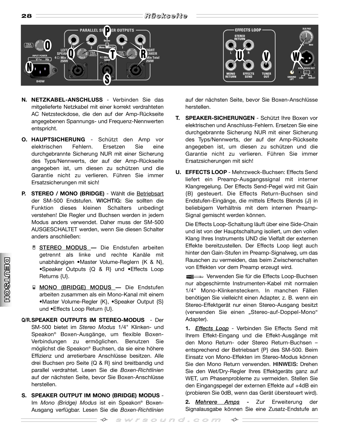 SMc Audio SM-500SM-500 manual 28 Rückseite 