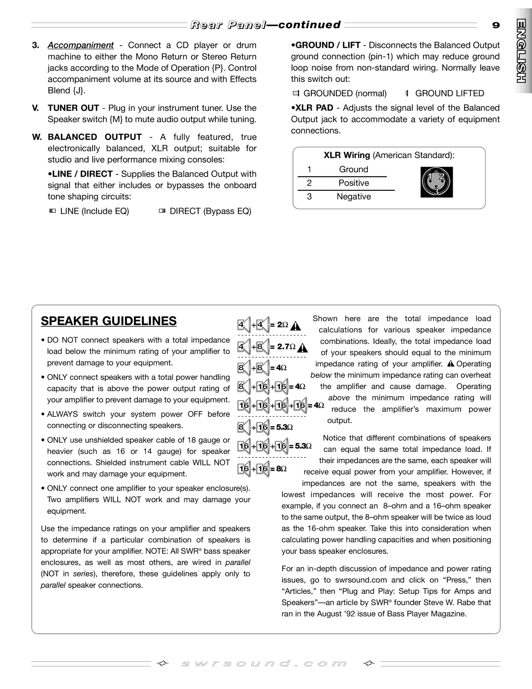 SMc Audio SM-500SM-500 manual Speaker Guidelines 