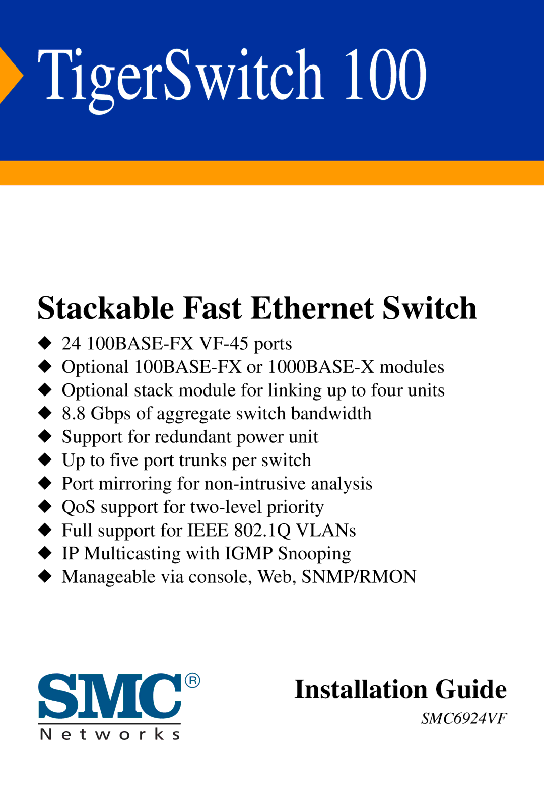 SMC Networks 100 manual TigerSwitch 