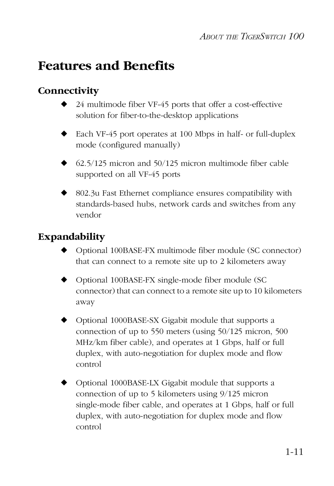 SMC Networks 100 manual Features and Benefits, Connectivity, Expandability 