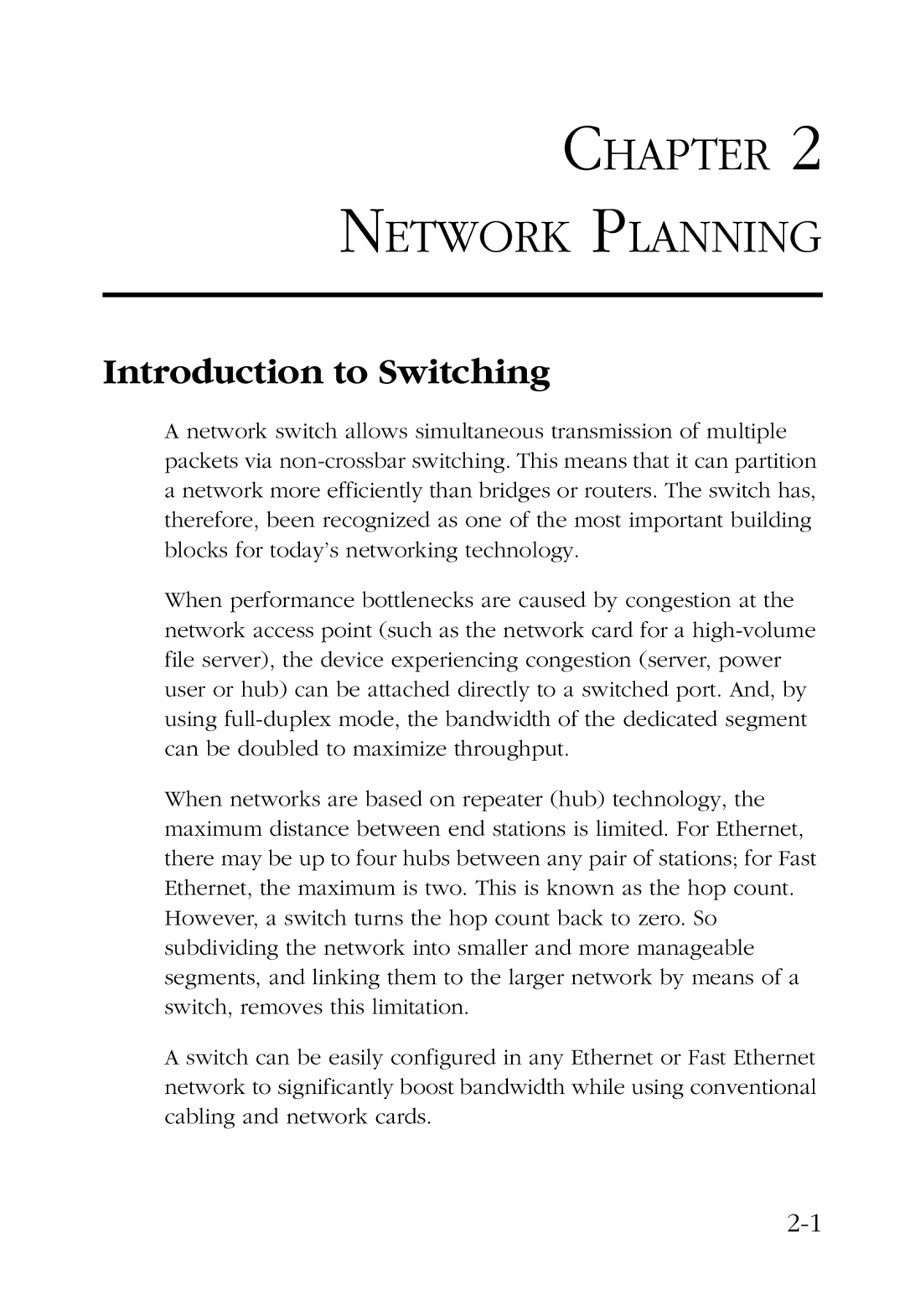 SMC Networks 100 manual Chapter Network Planning, Introduction to Switching 