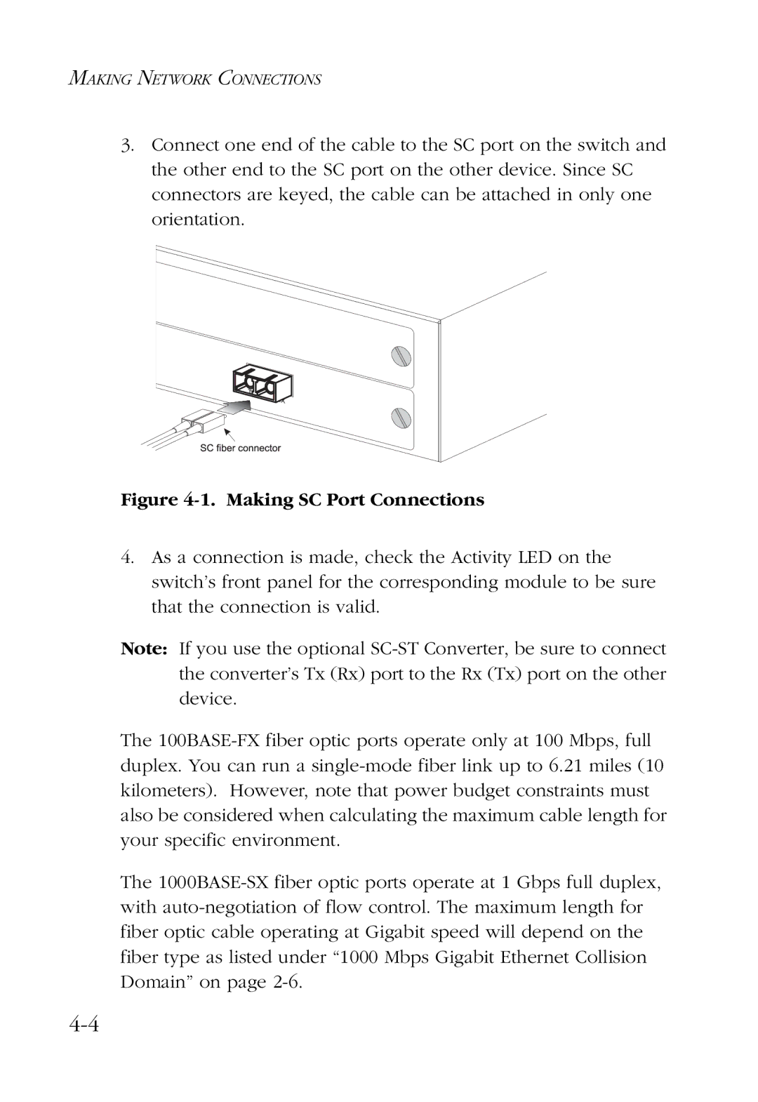 SMC Networks 100 manual Making SC Port Connections 