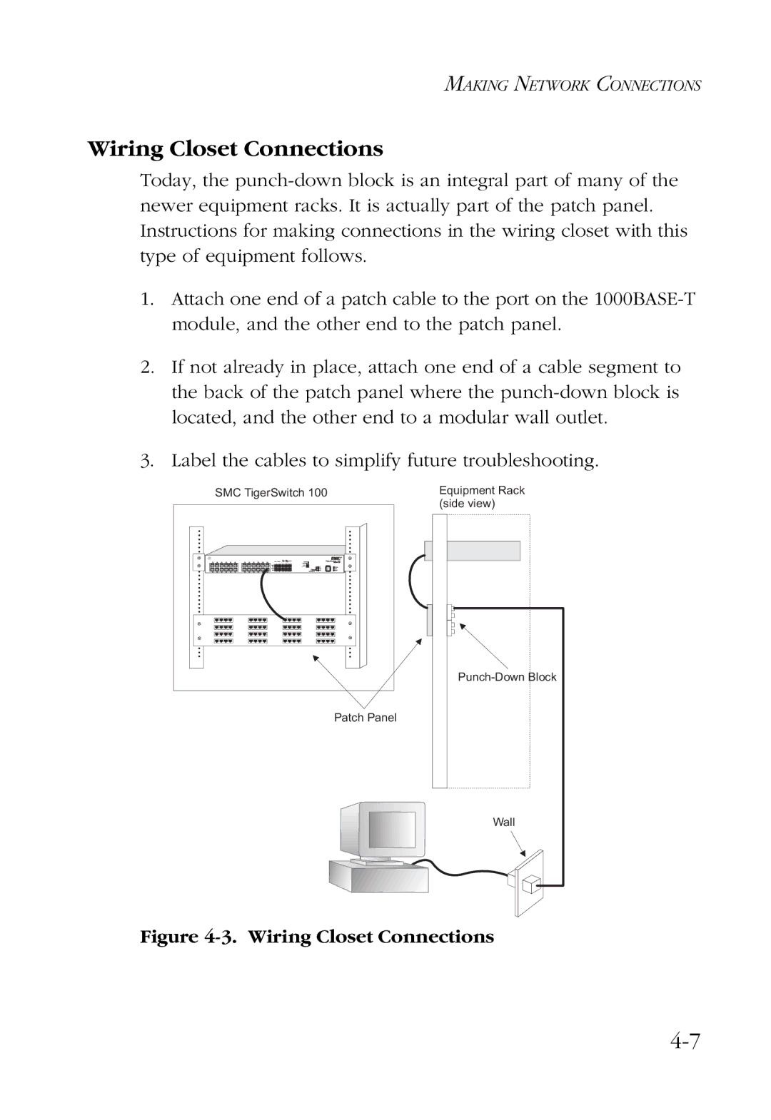 SMC Networks 100 manual Wiring Closet Connections 