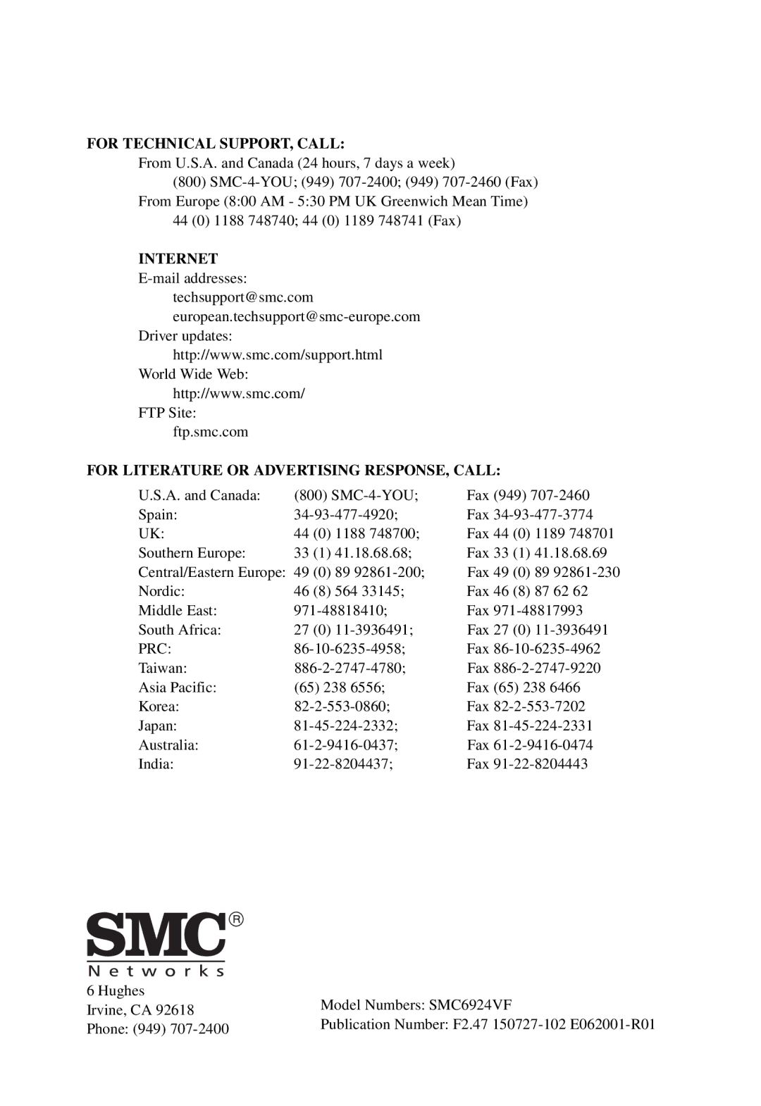 SMC Networks 100 manual Internet 