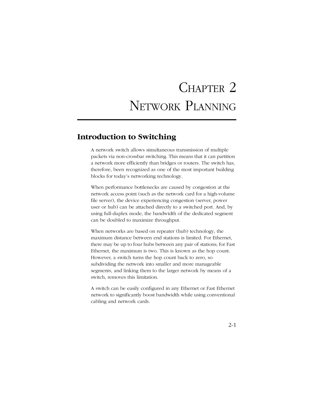 SMC Networks 1000 manual Chapter Network Planning, Introduction to Switching 