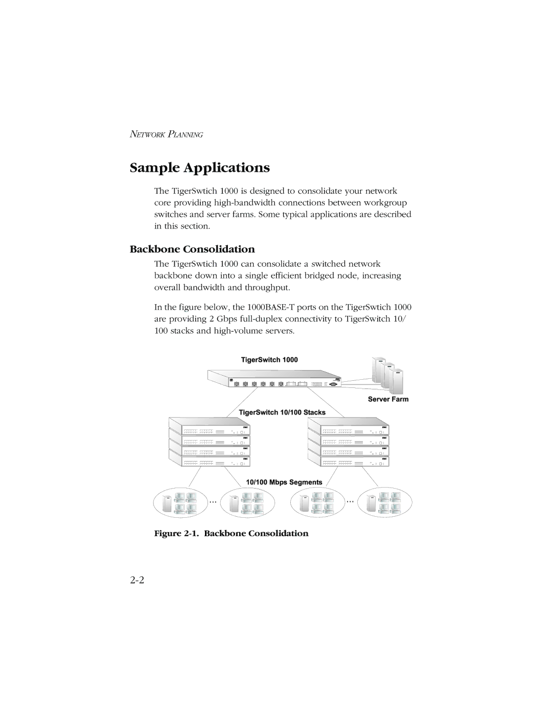 SMC Networks 1000 manual Sample Applications, Backbone Consolidation 