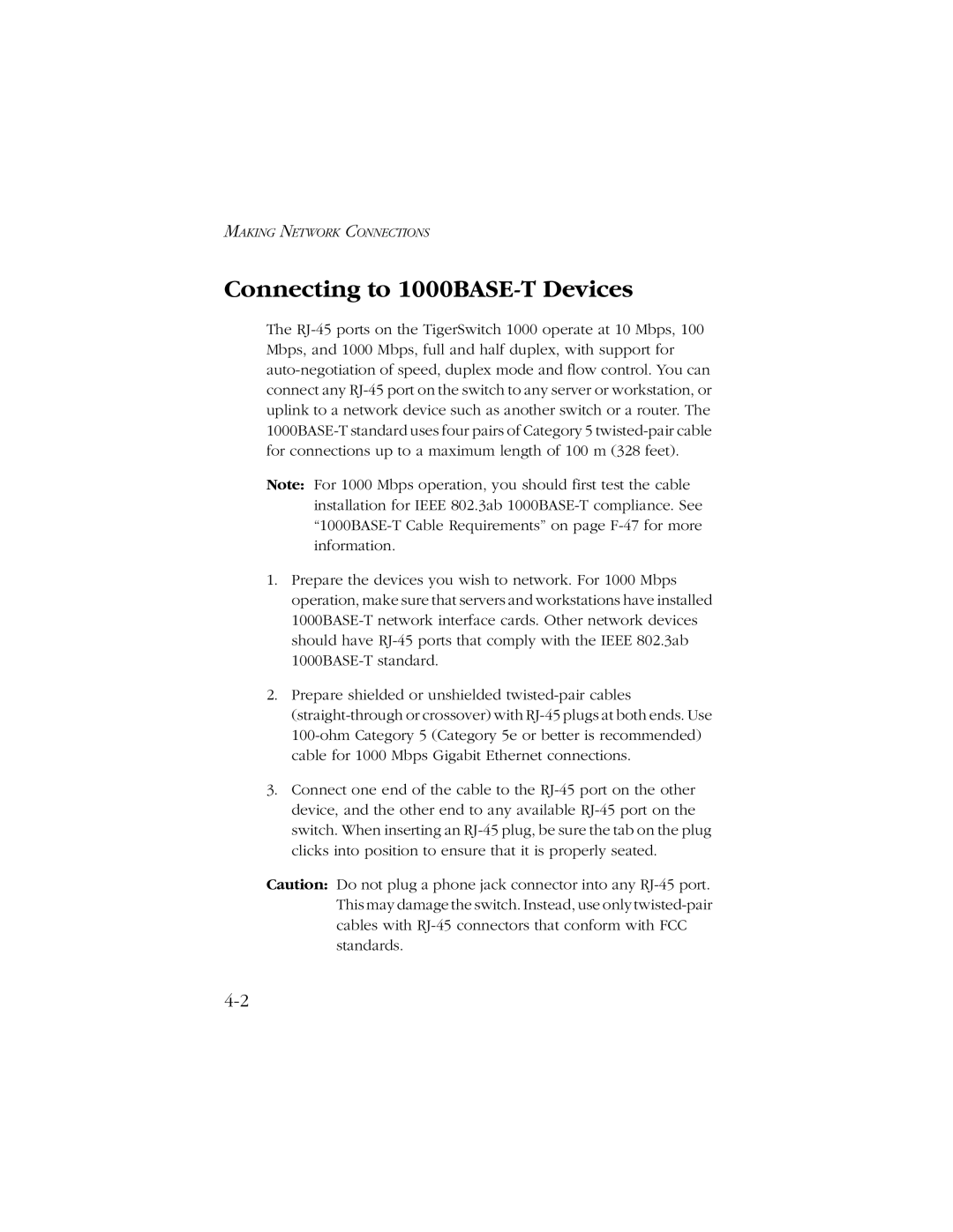 SMC Networks manual Connecting to 1000BASE-T Devices 