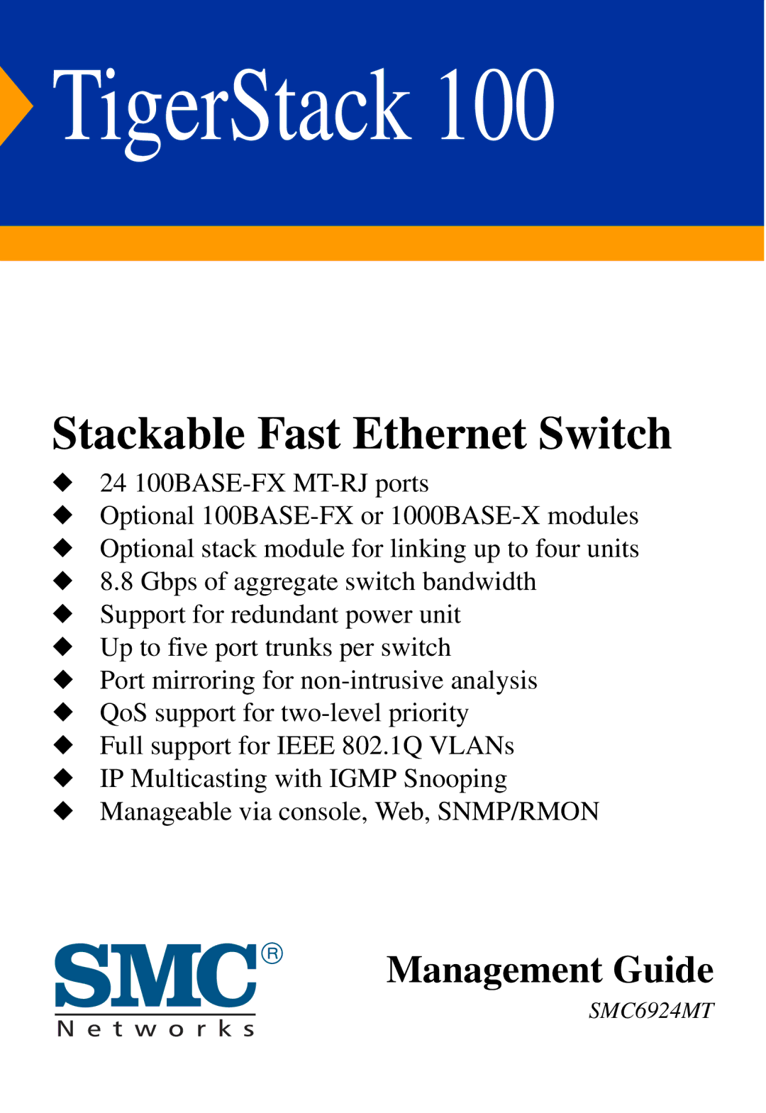 SMC Networks 1000BASE-X manual TigerStack 