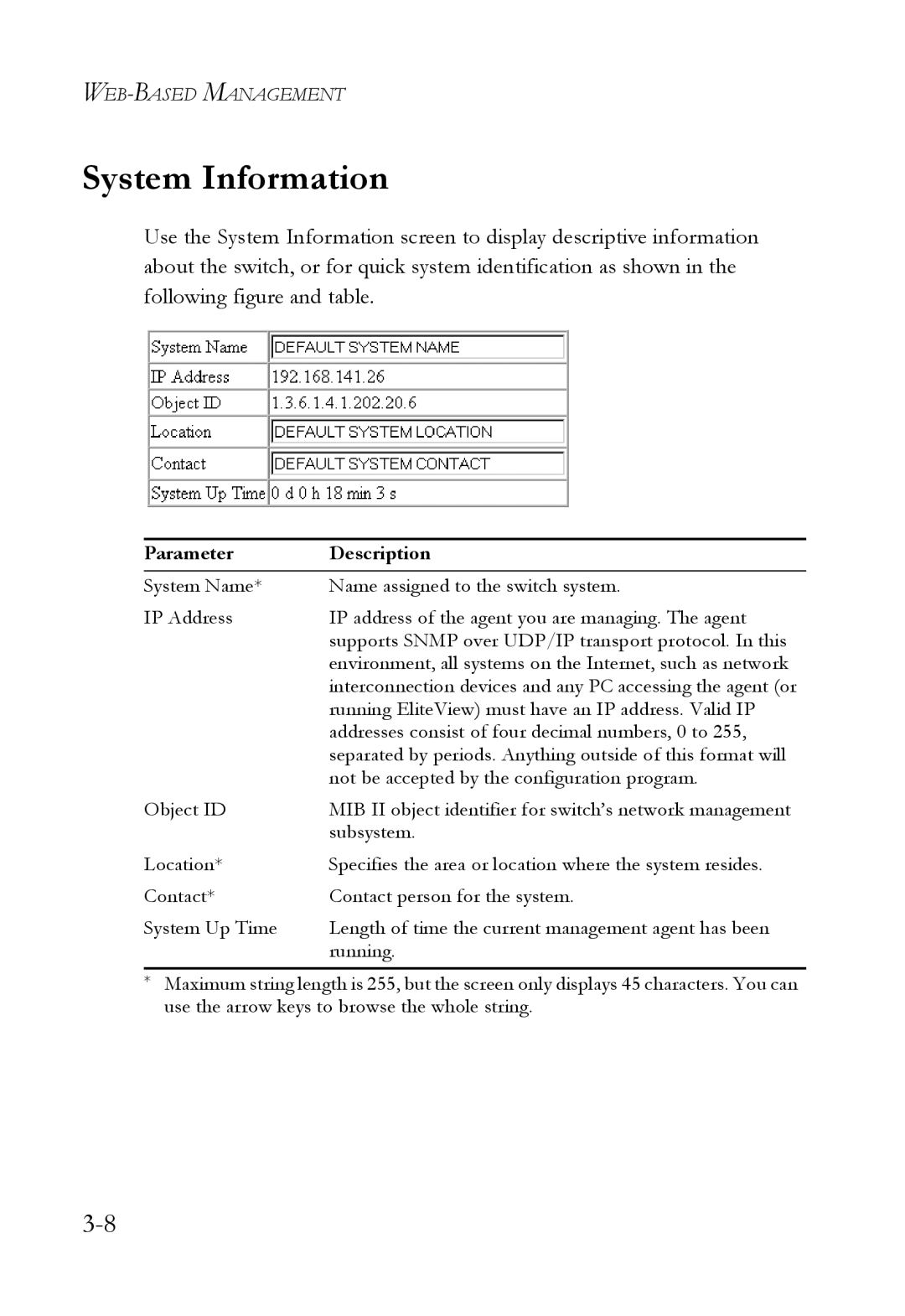 SMC Networks 1000BASE-X manual System Information 