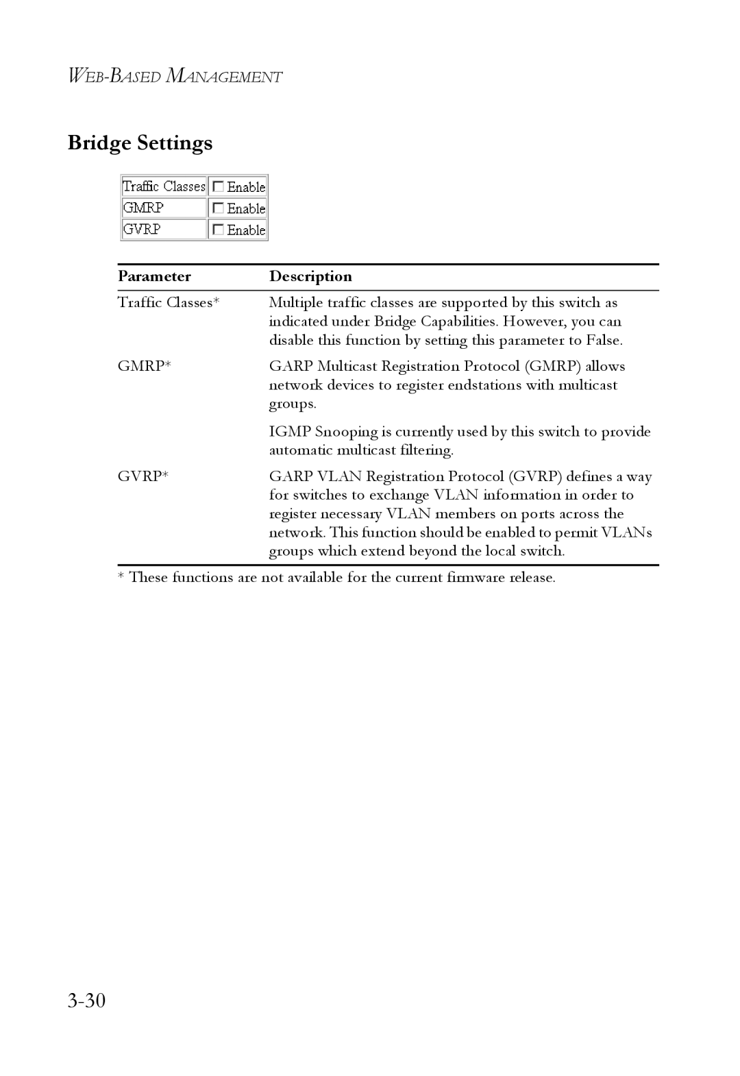 SMC Networks 1000BASE-X manual Bridge Settings 