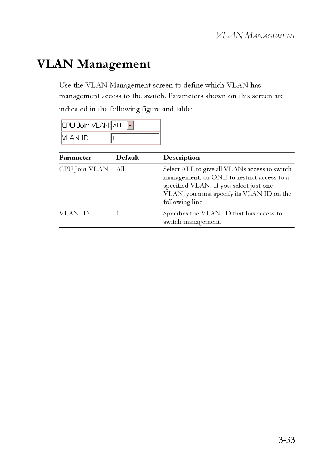 SMC Networks 1000BASE-X manual Vlan Management 