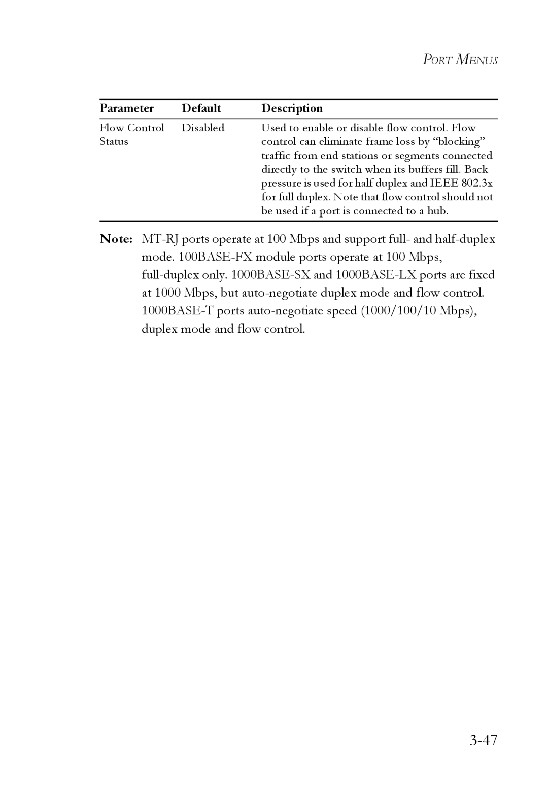 SMC Networks 1000BASE-X manual Be used if a port is connected to a hub 