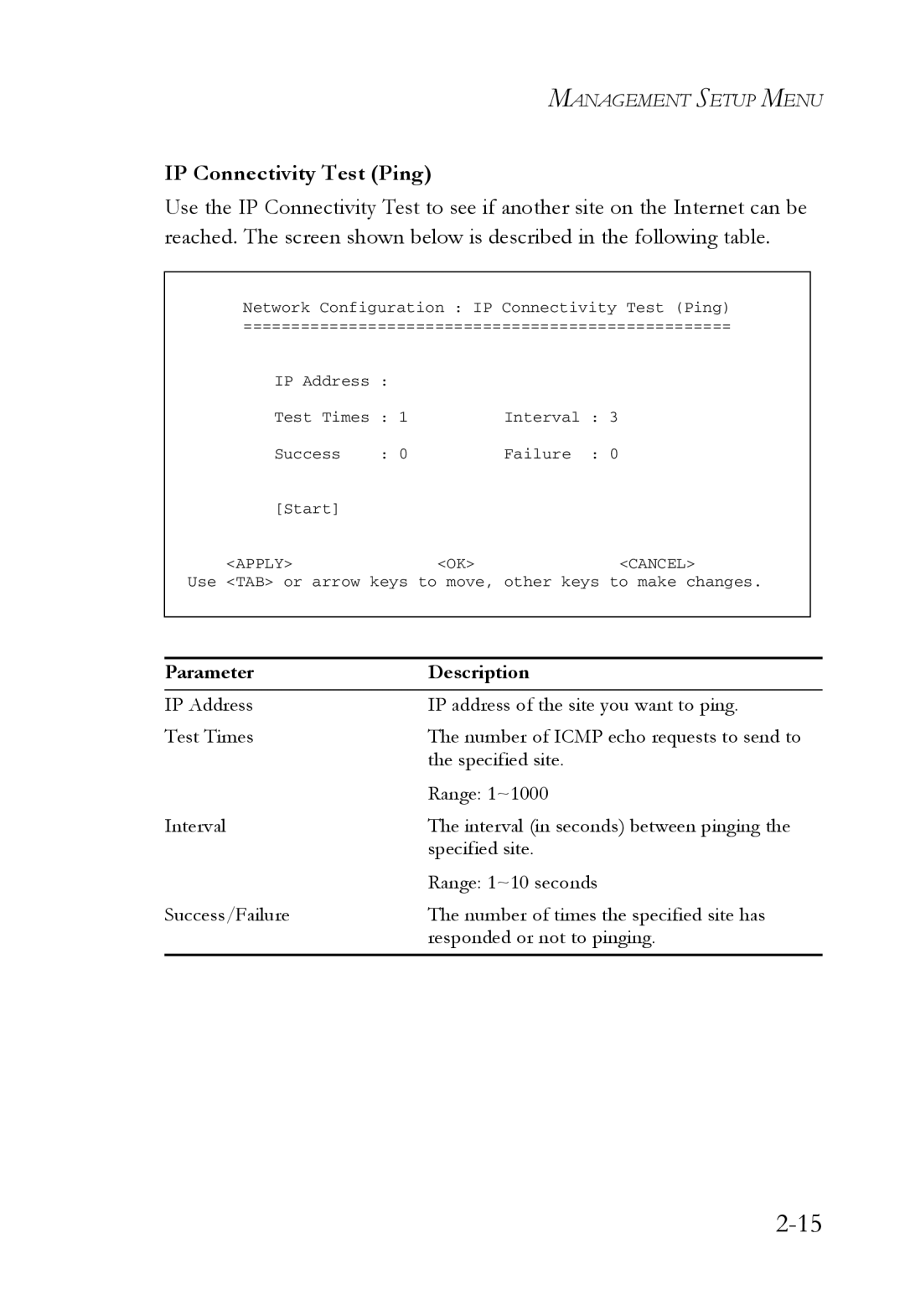 SMC Networks 1000BASE-X manual IP Connectivity Test Ping 