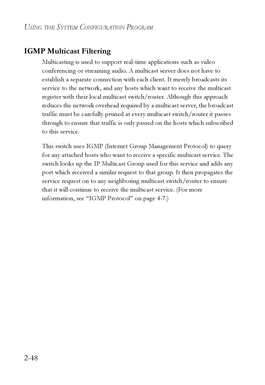 SMC Networks 1000BASE-X manual Igmp Multicast Filtering 