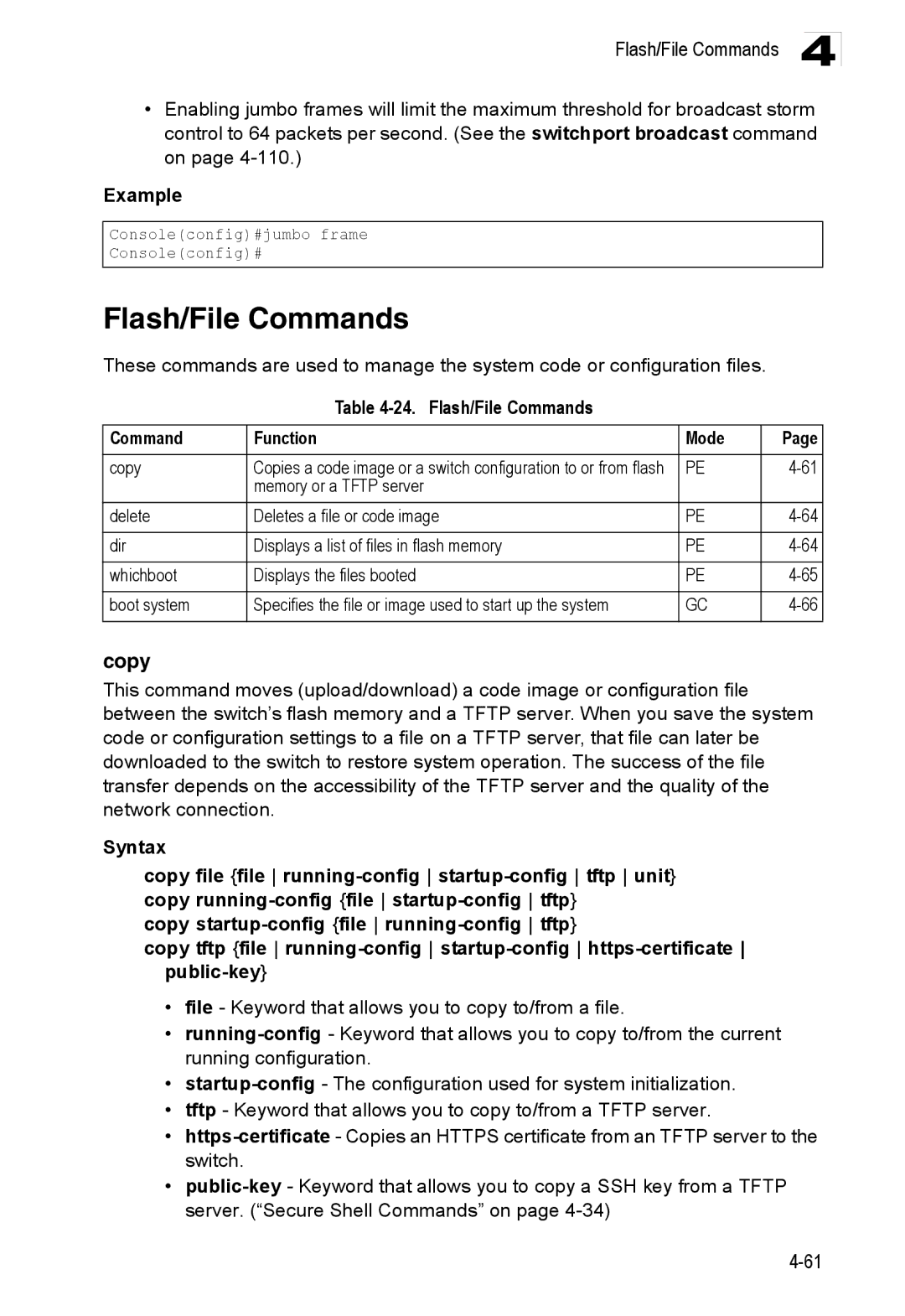 SMC Networks 16 10BASE-T, 100BASE-TX manual Copy, Flash/File Commands Function Mode 