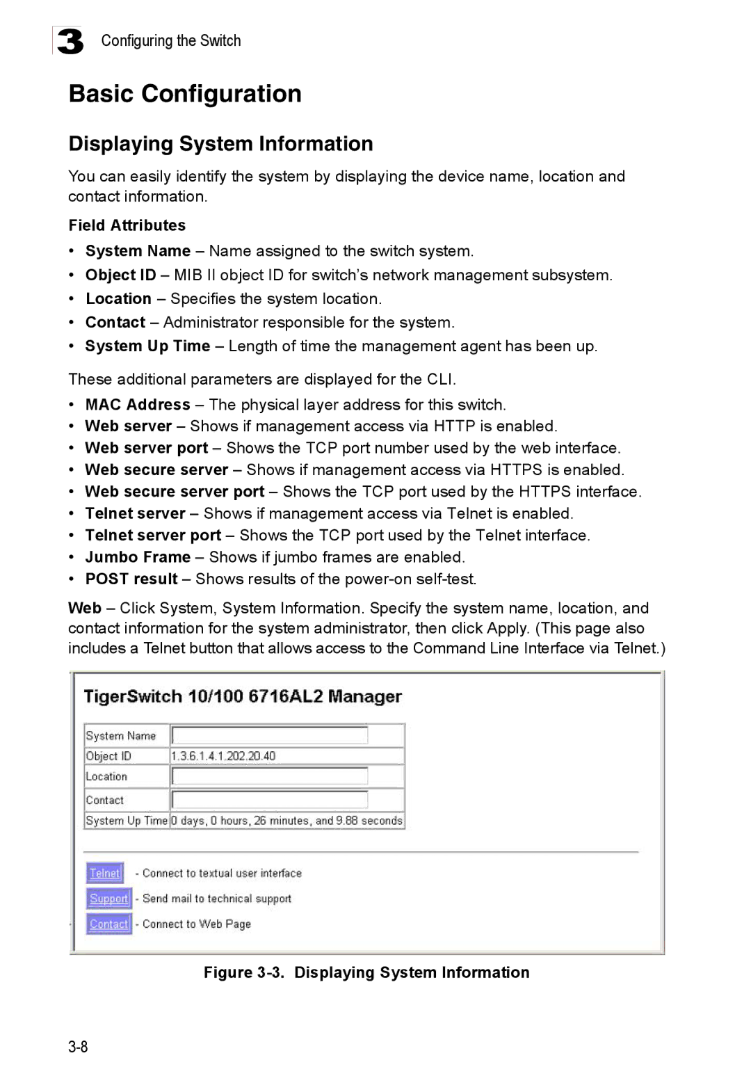 SMC Networks 100BASE-TX, 16 10BASE-T manual Displaying System Information, Field Attributes 