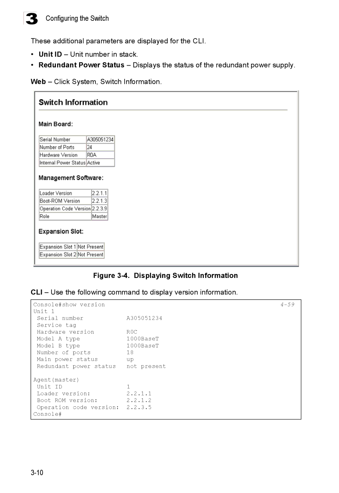 SMC Networks 100BASE-TX, 16 10BASE-T manual Displaying Switch Information 