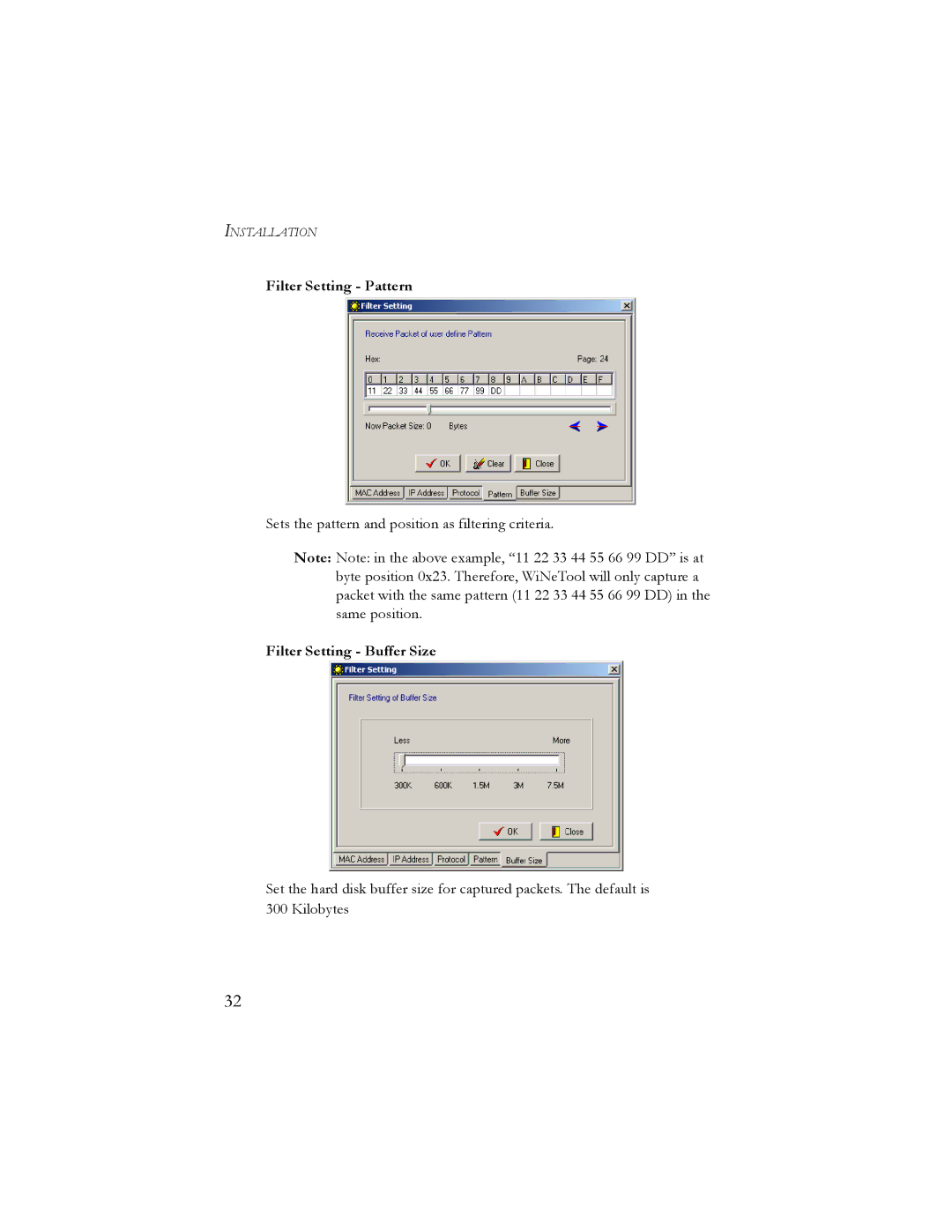 SMC Networks 10/100 Mbps manual Filter Setting Pattern, Filter Setting Buffer Size 