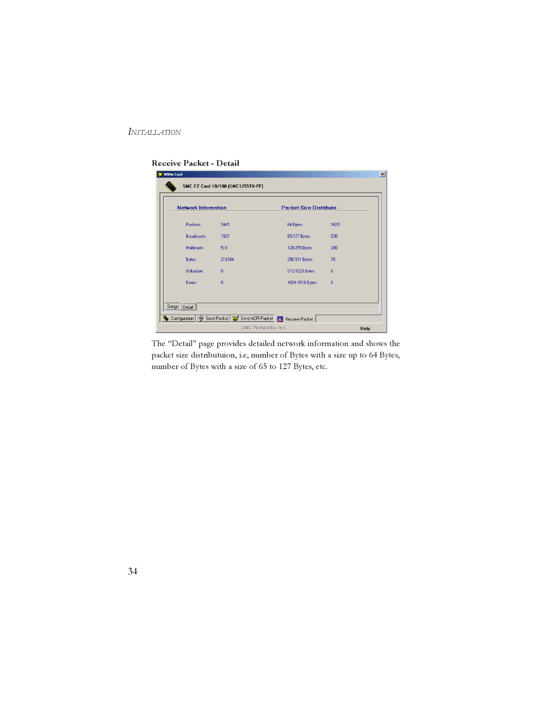 SMC Networks 10/100 Mbps manual Receive Packet Detail 