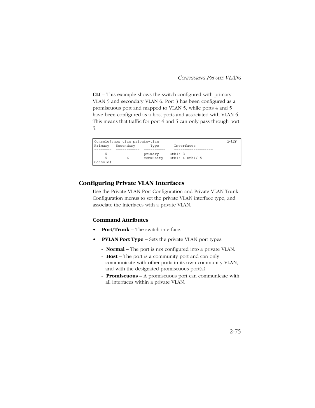 SMC Networks 10/100 manual Configuring Private Vlan Interfaces 