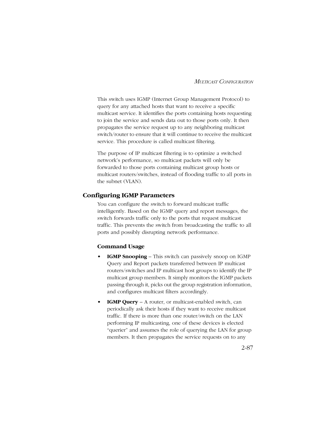 SMC Networks 10/100 manual Configuring Igmp Parameters 