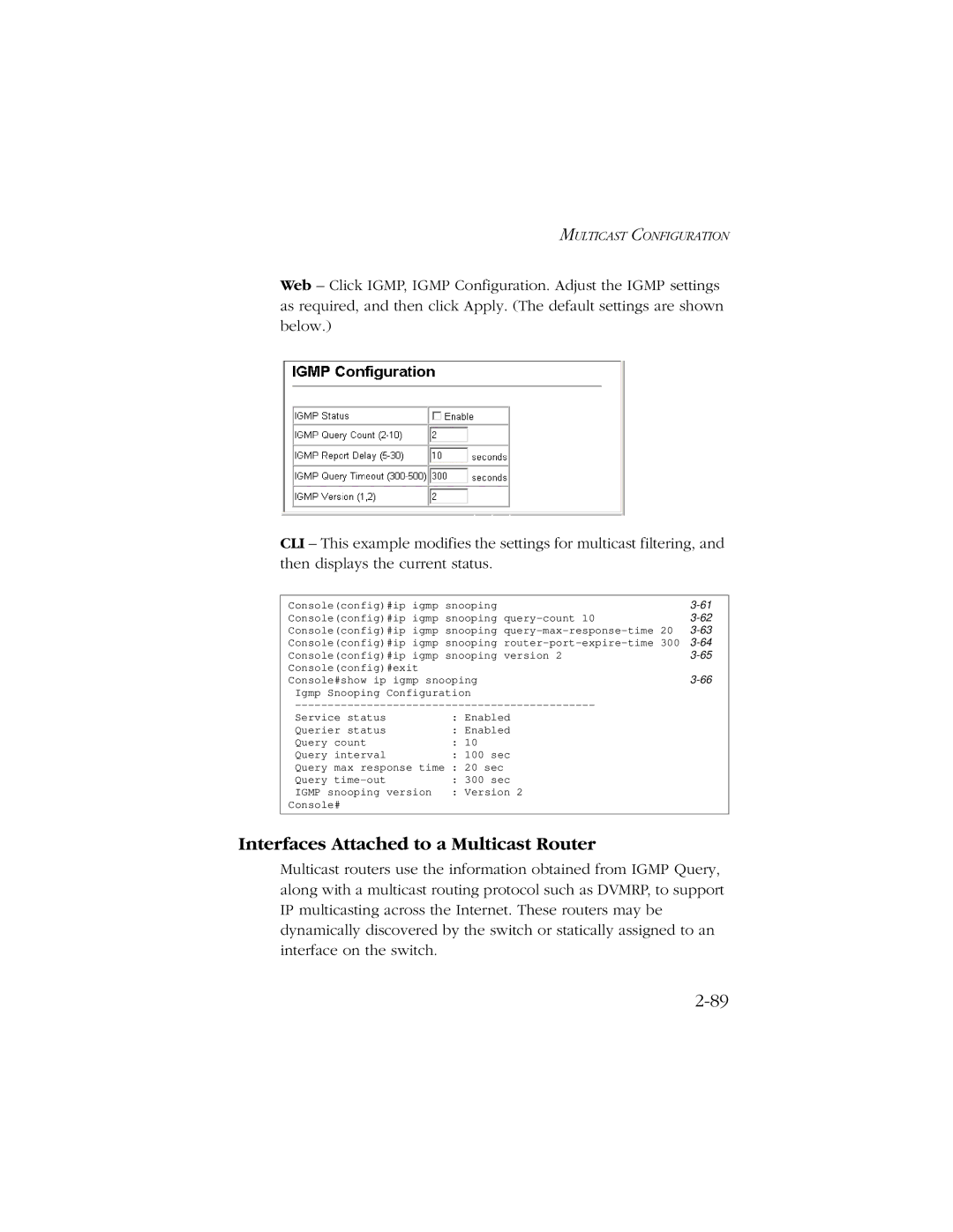 SMC Networks 10/100 manual Interfaces Attached to a Multicast Router 