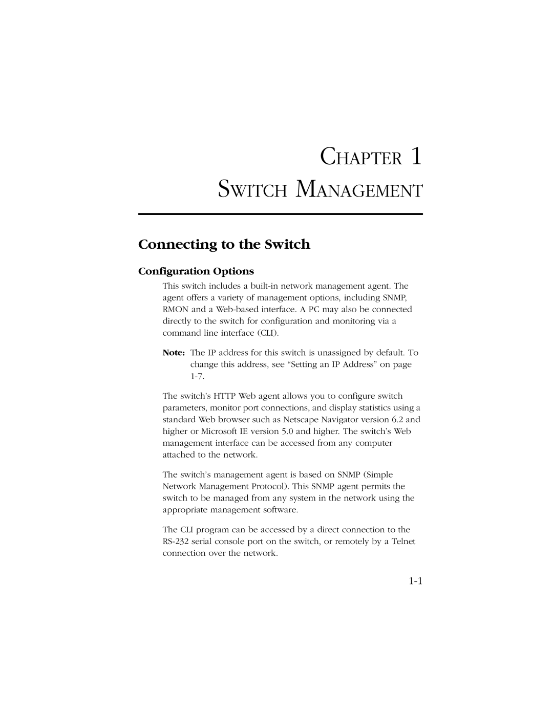 SMC Networks 10/100 manual Connecting to the Switch, Configuration Options 