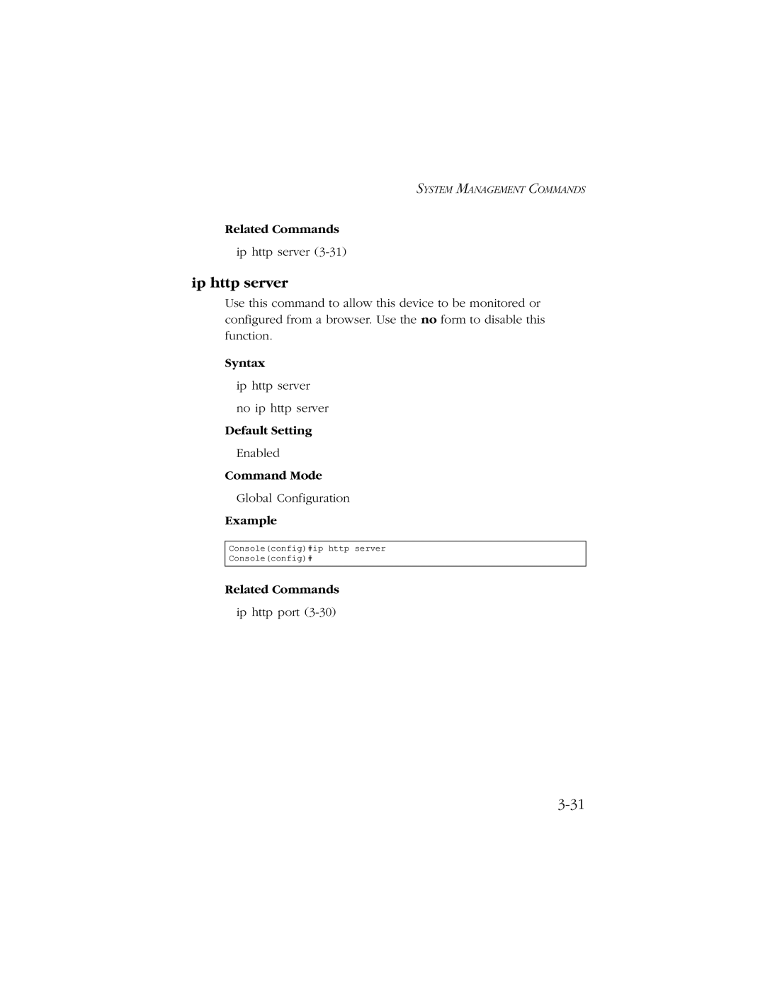 SMC Networks 10/100 manual Ip http server, Syntax 