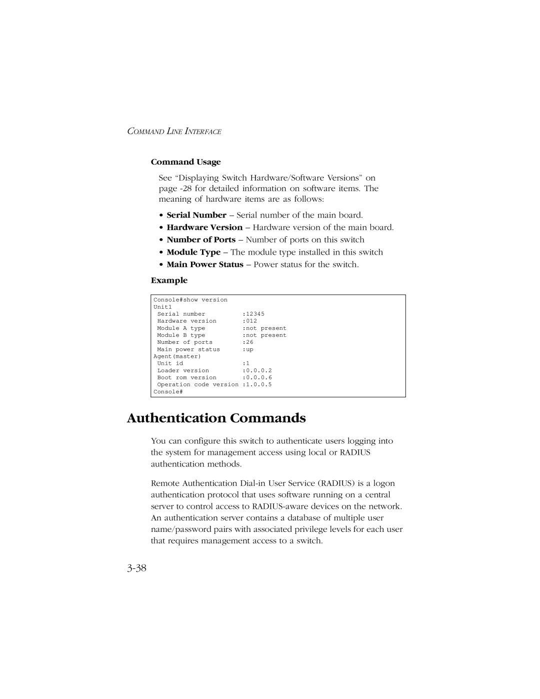 SMC Networks 10/100 manual Authentication Commands 