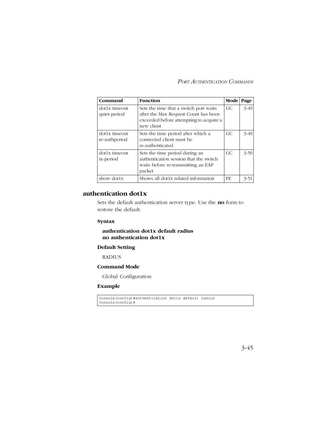 SMC Networks 10/100 manual Authentication dot1x 