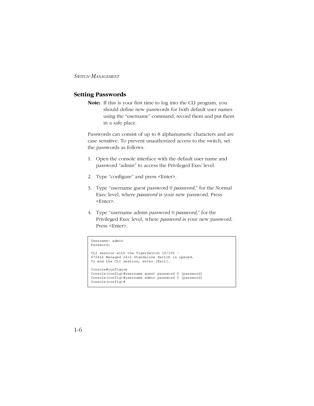 SMC Networks 10/100 manual Setting Passwords 