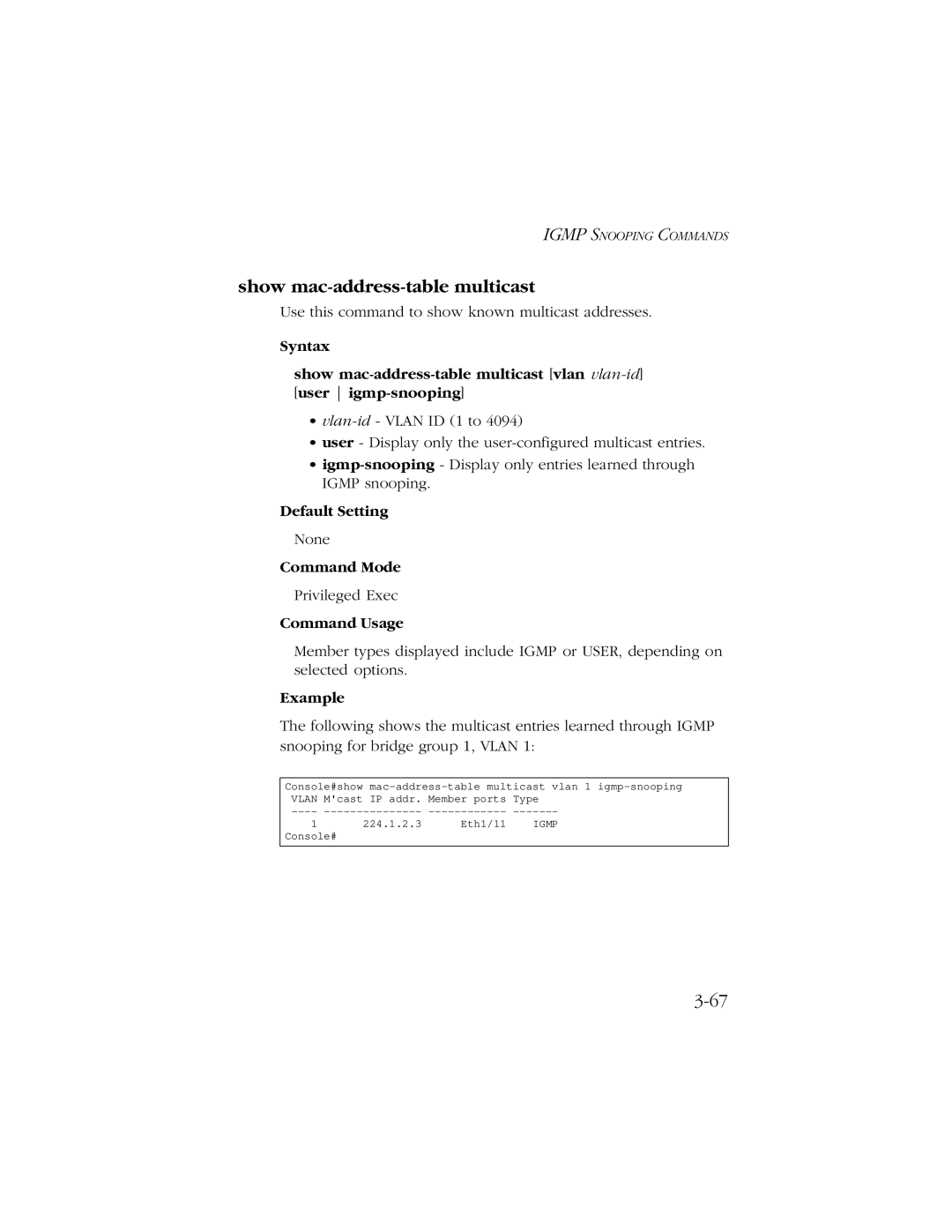 SMC Networks 10/100 manual Show mac-address-table multicast 